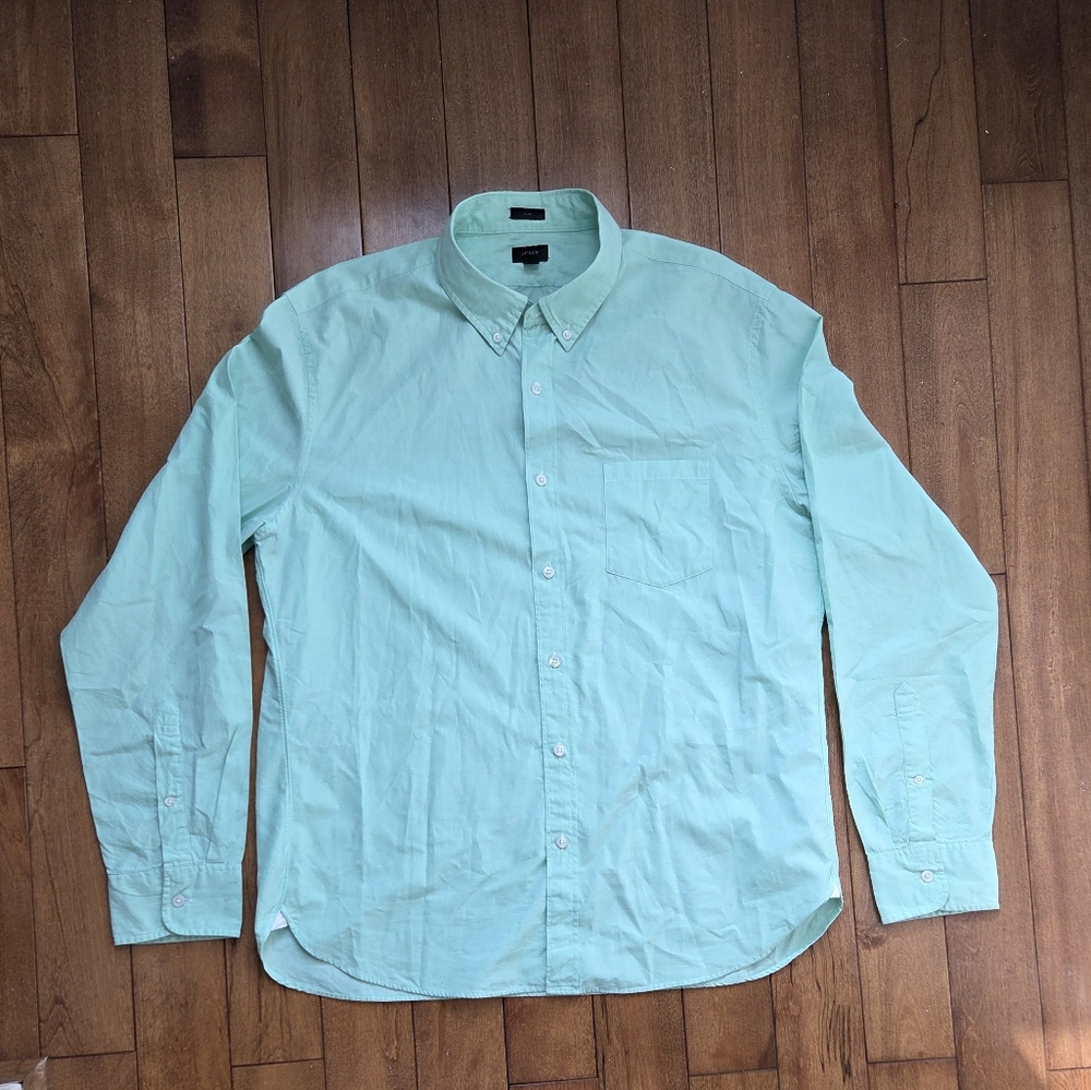 J. Crew Green Casual Button Down Slim Fit Shirt Size XL